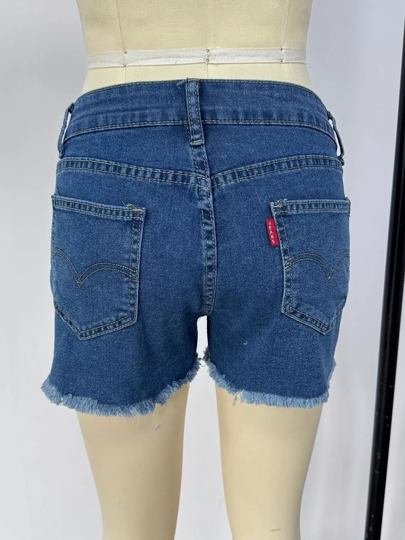 High Waist Raw Hem Denim Shorts