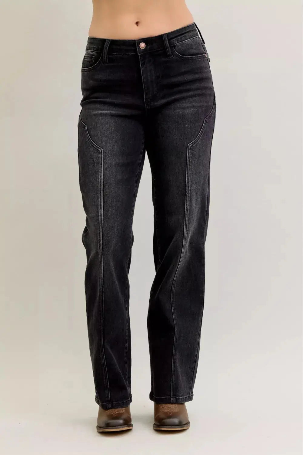Judy Blue Jeans - Mid Rise Straight Western Seam Detail Jeans