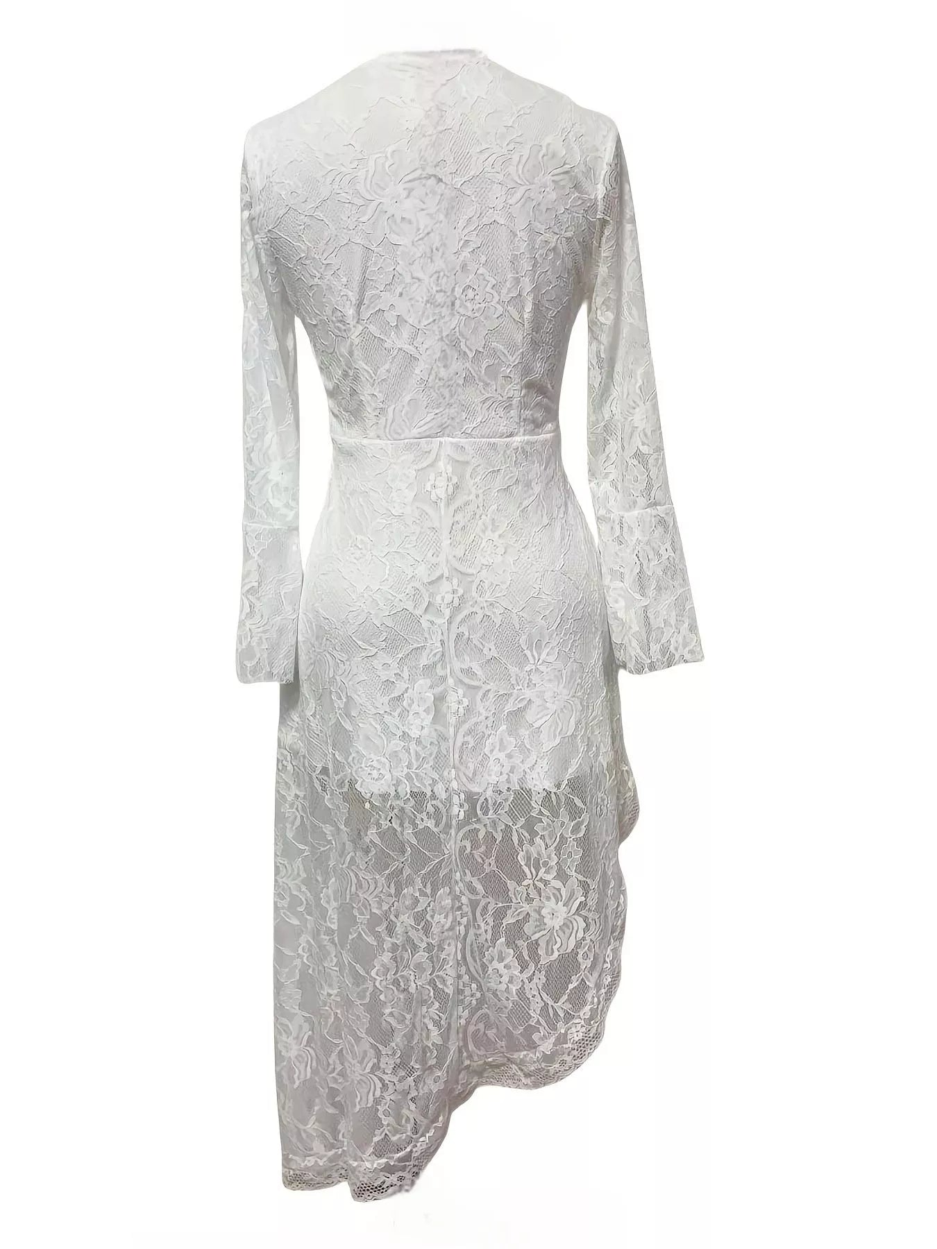 Lace Asymmetrical Hem Dress