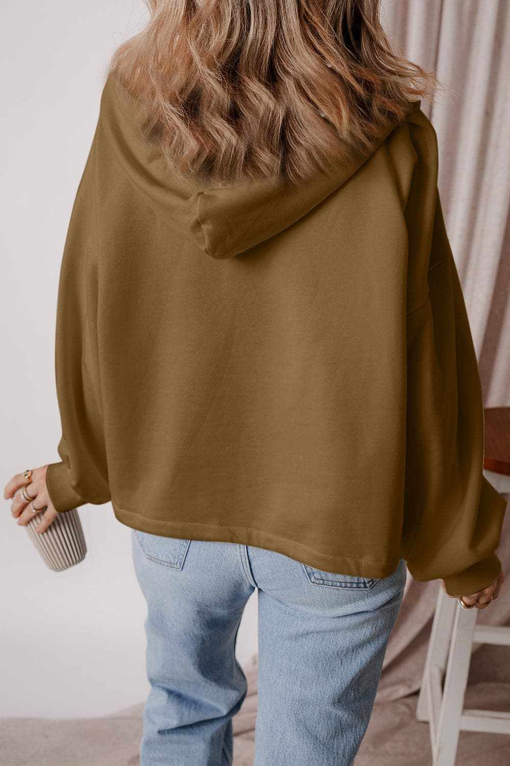 Jackets Trendsi Casual half zip hoodie with pockets