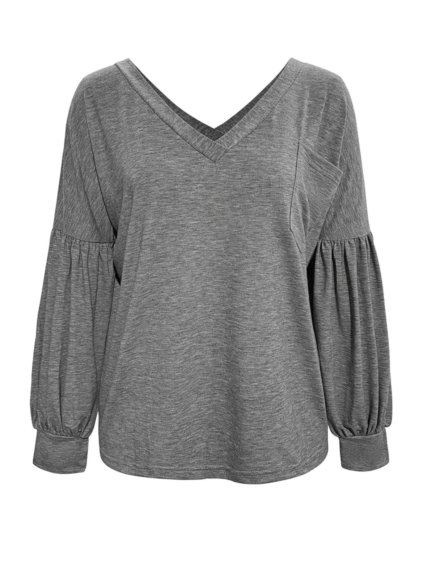 Oversized V Neck Long Sleeve Blouse