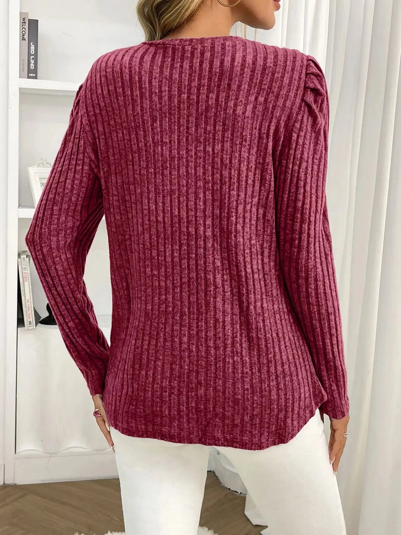 Round Neck Puff Sleeve T Shirt
