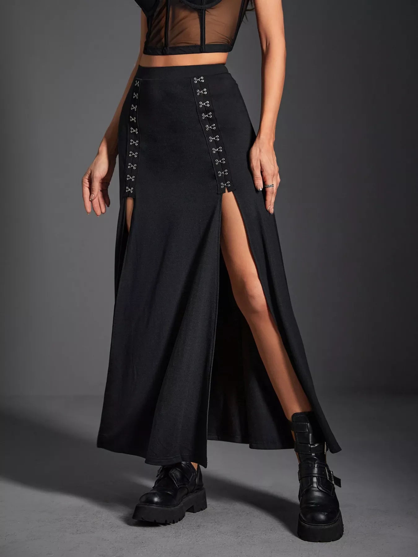 Double Slit High Waist Skirt