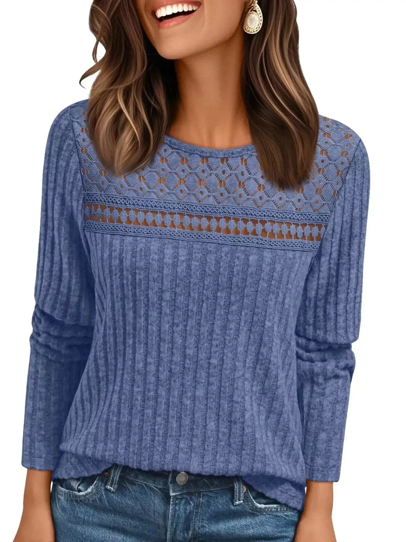 Ribbed Long Sleeve T Shirt