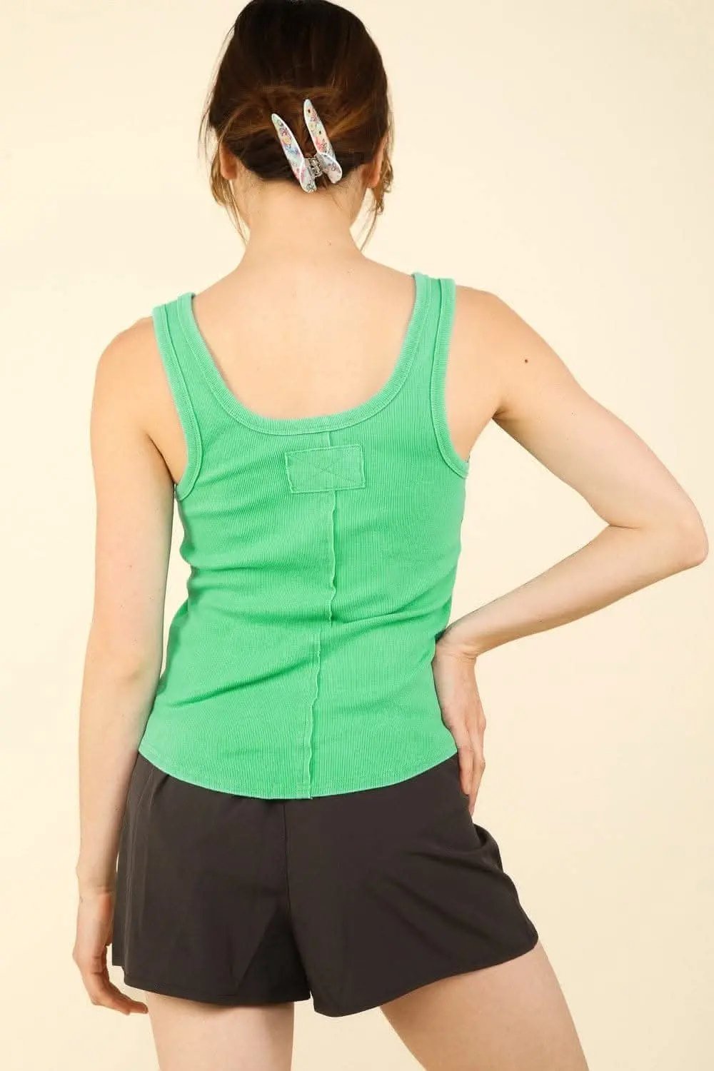 T-Shirts Trendsi Ribbed Tank Top Women's Casual Wear Placket Tank Soft, USA Ship