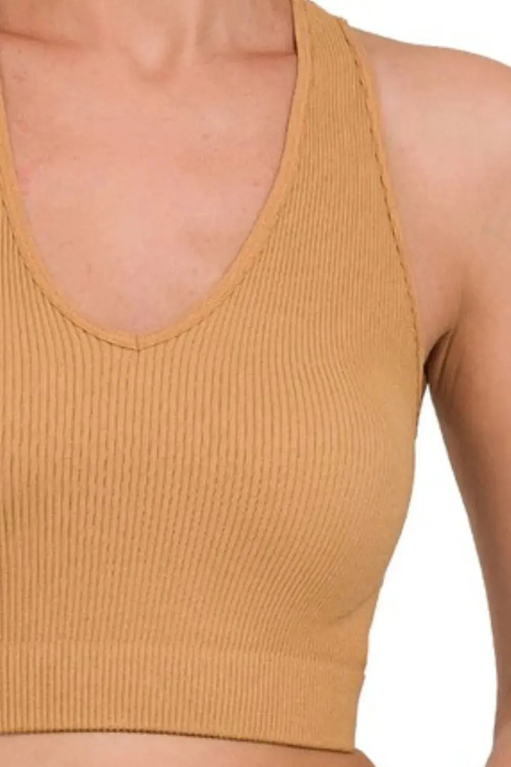 Women's Cropped Tank Top Cropped Tank Top - Seamless & Stretchy - Ribbed Racerback