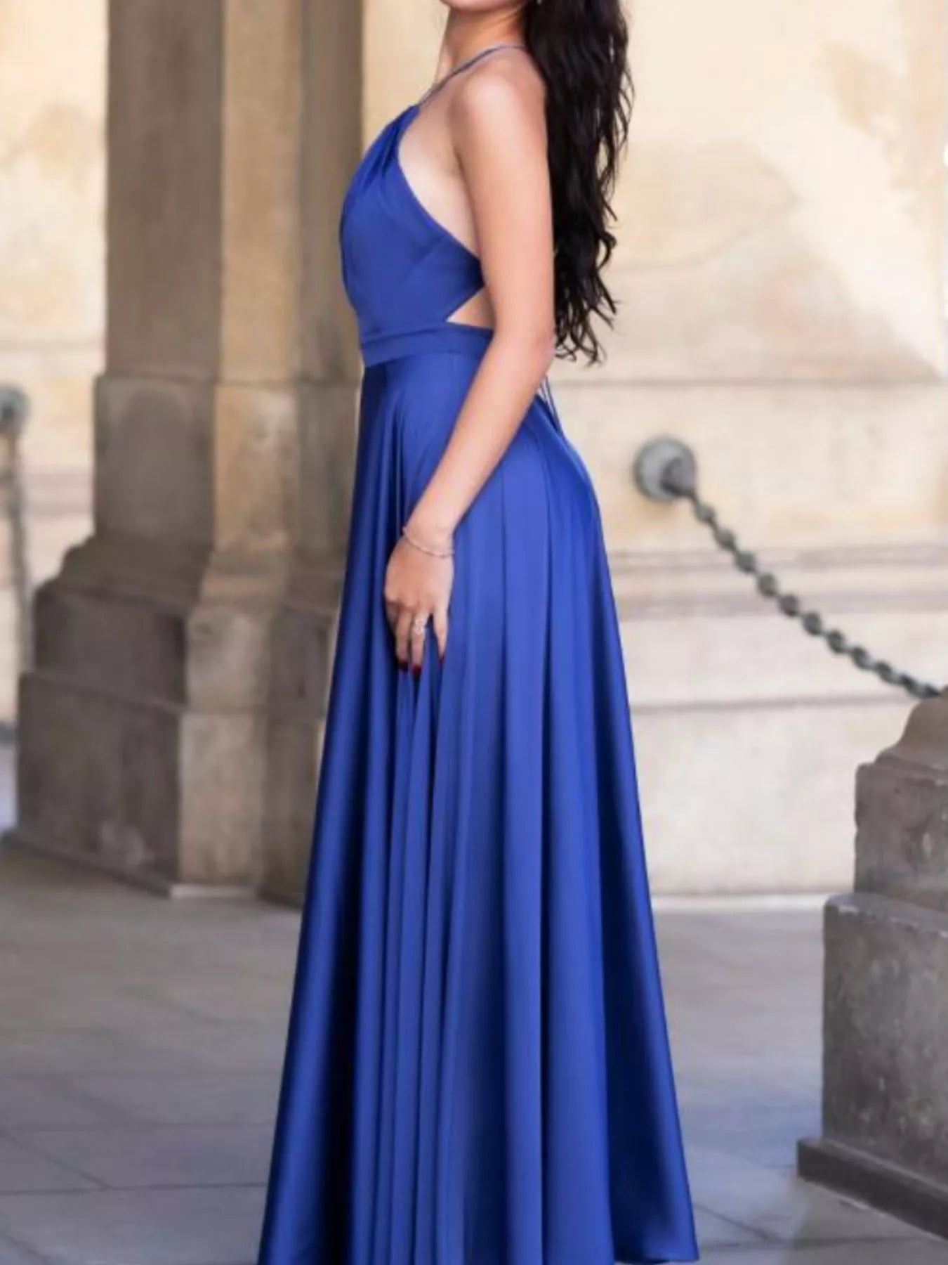 Elegant Backless Halter Slit Maxi Dress