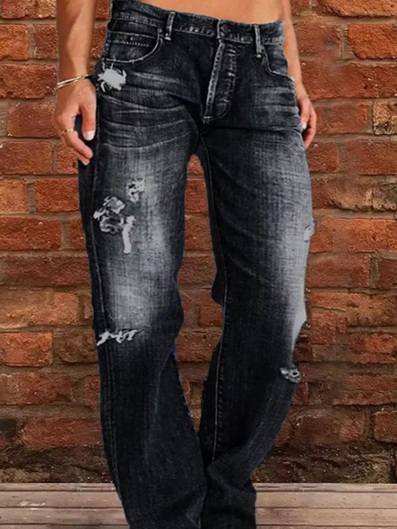 Full Size Distressed Raw Hem Jeans