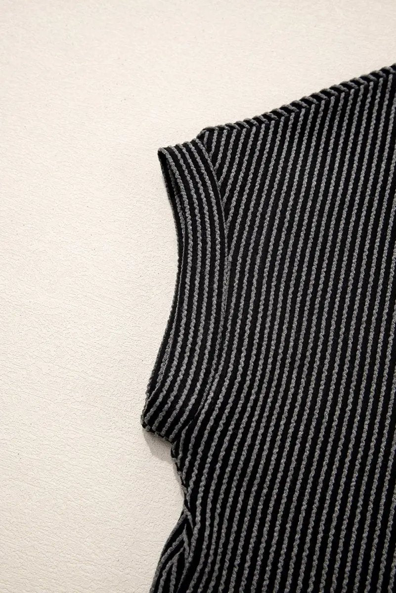 T-Shirts Love Salve Grey Knit Colorblock Daily Wear T-Shirt Casual, Pocketed