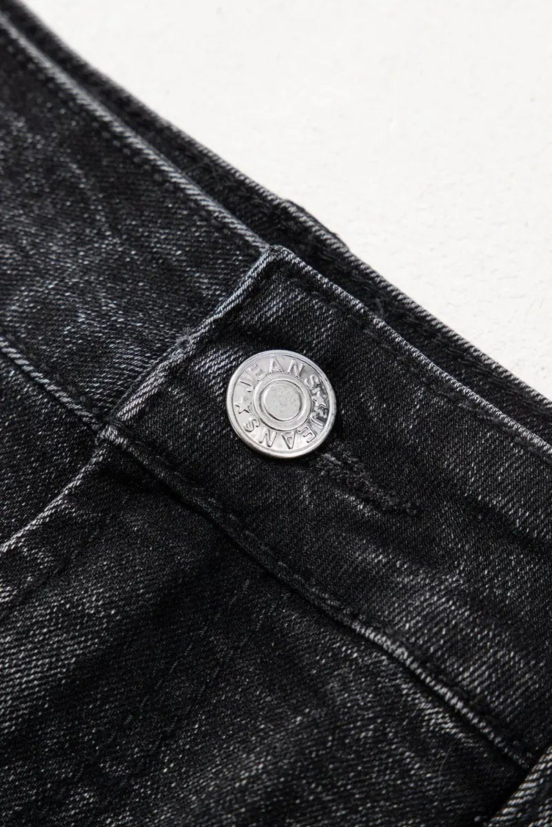 Accessories Love Salve Grey Denim Mini Skirt Women's Daily Casual Ripped Raw Hem Skirt