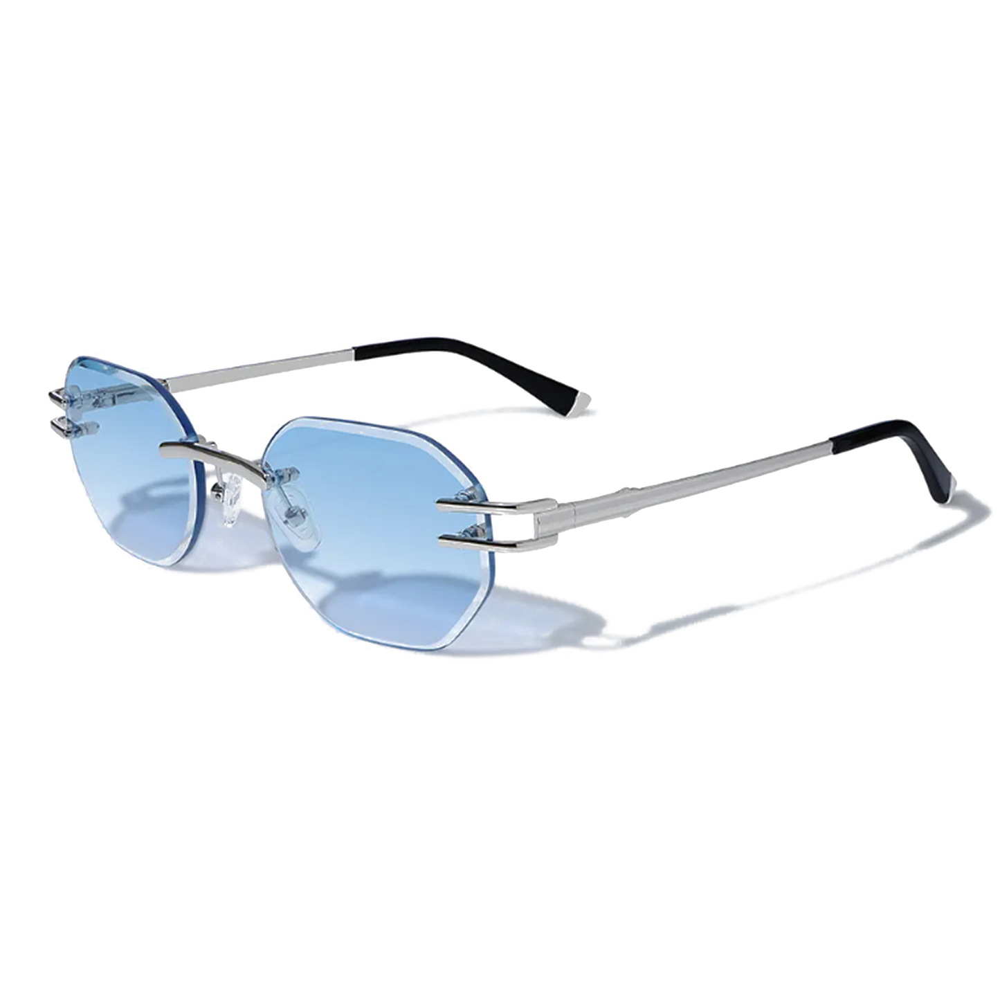 Carter Bleu 54mm Rimless Sunglasses | Blue