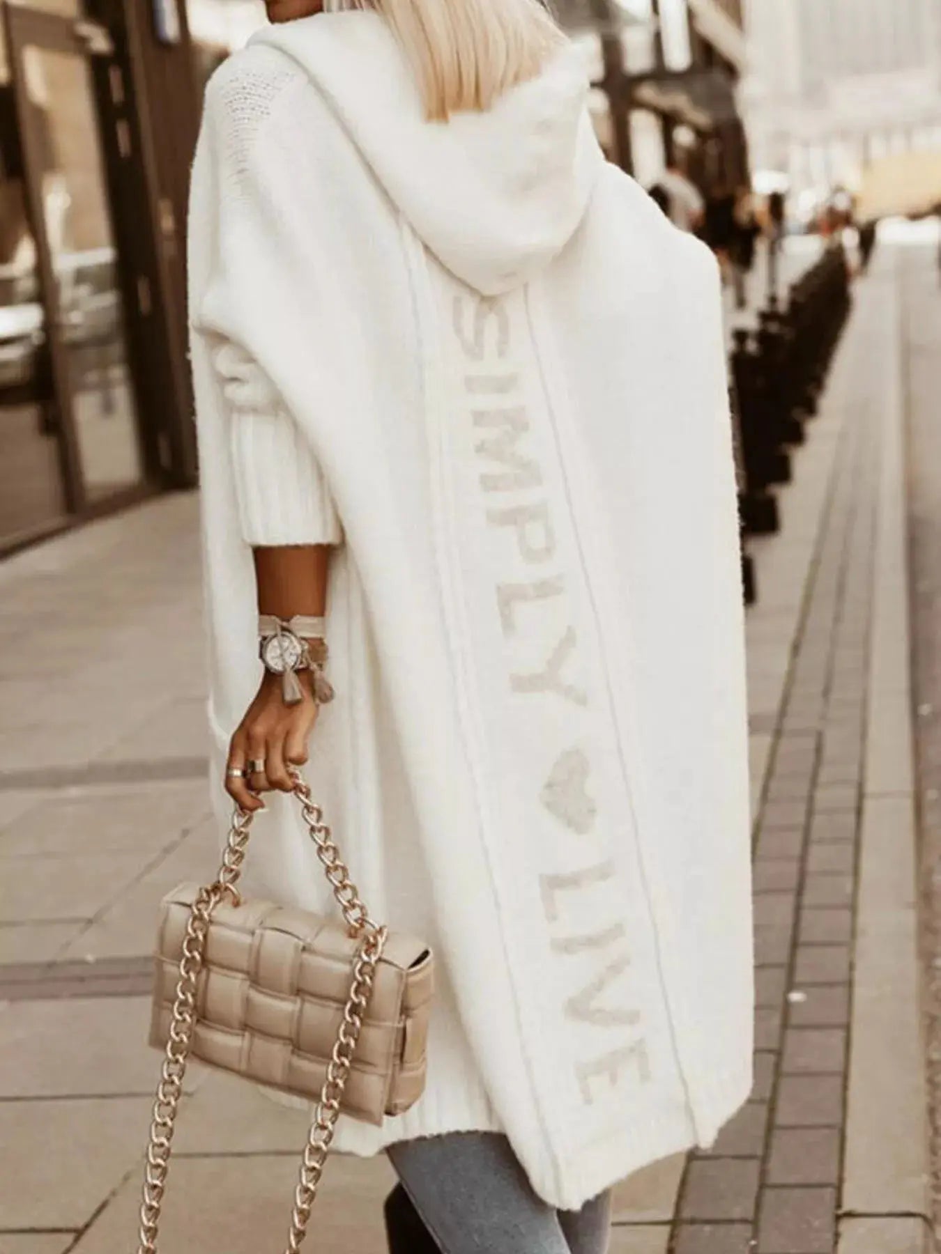 Full Size Hooded Knit Open Front Cardigan
