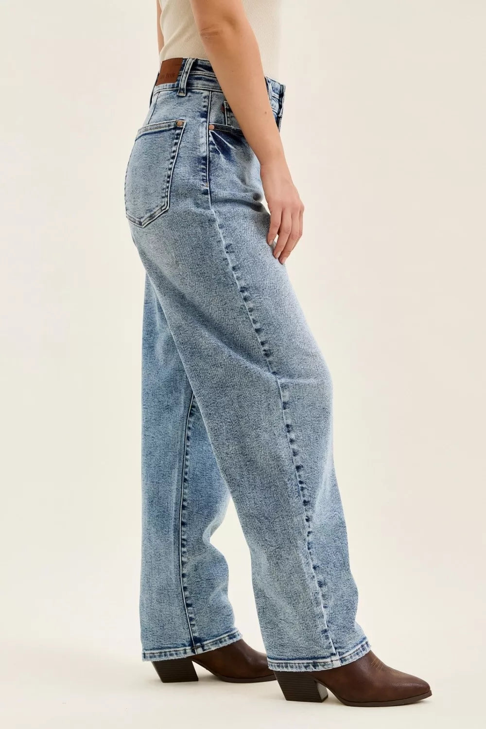 Judy Blue Full Size High Waist Marlow Arc Leg Jeans with Double Waistband