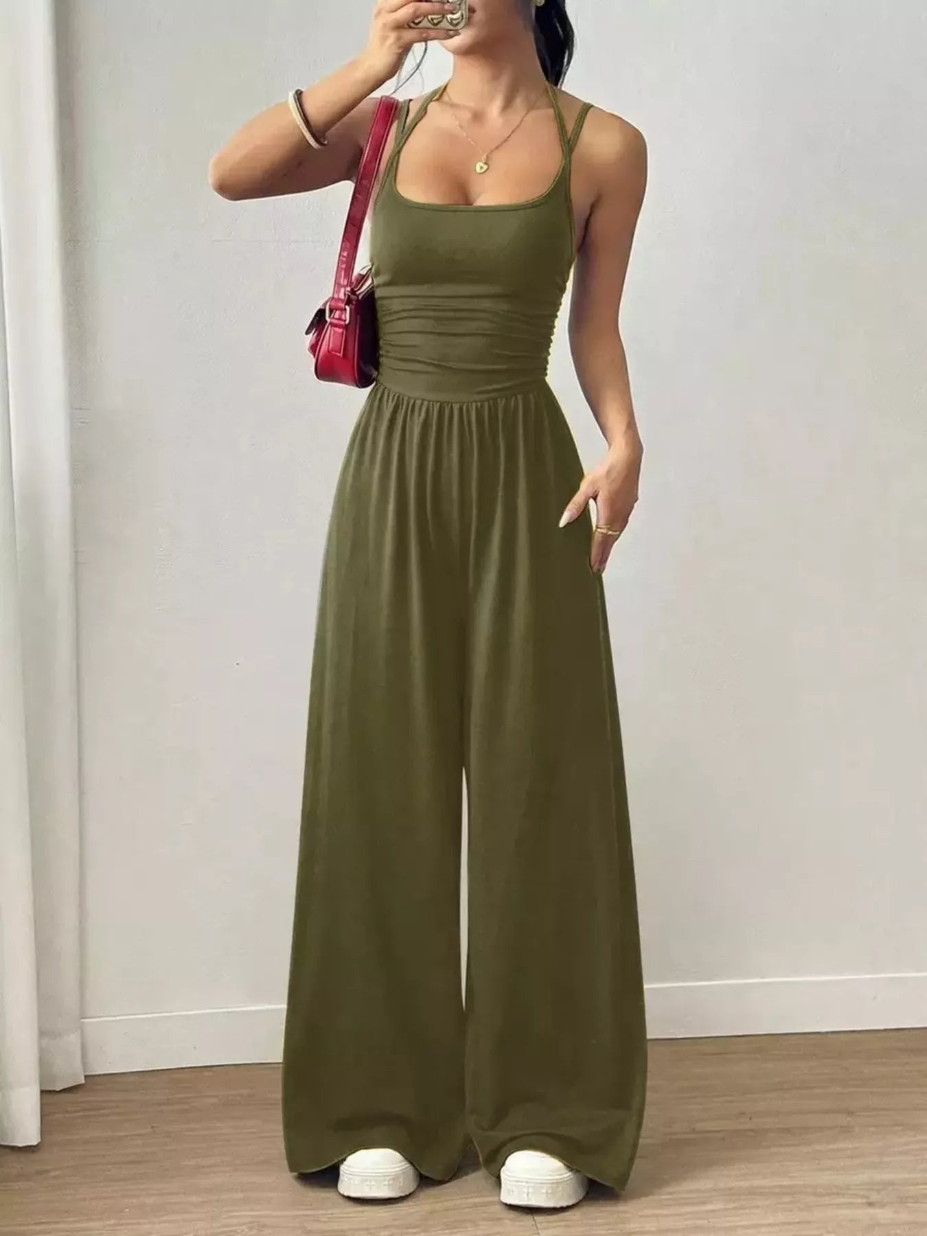Spaghetti Strap Wide Leg Jumpsuit