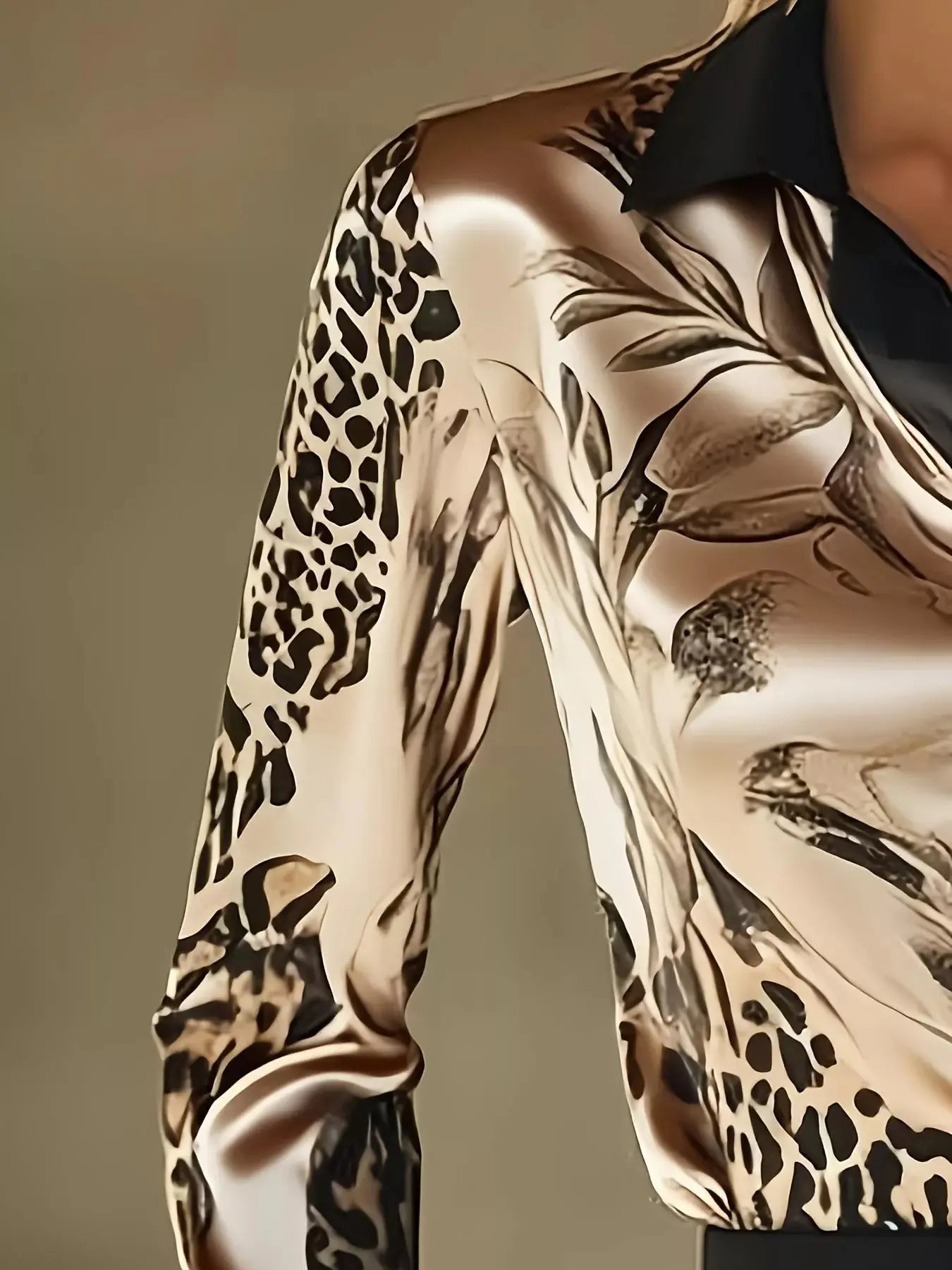 Leopard Button Up Long Sleeve Shirt