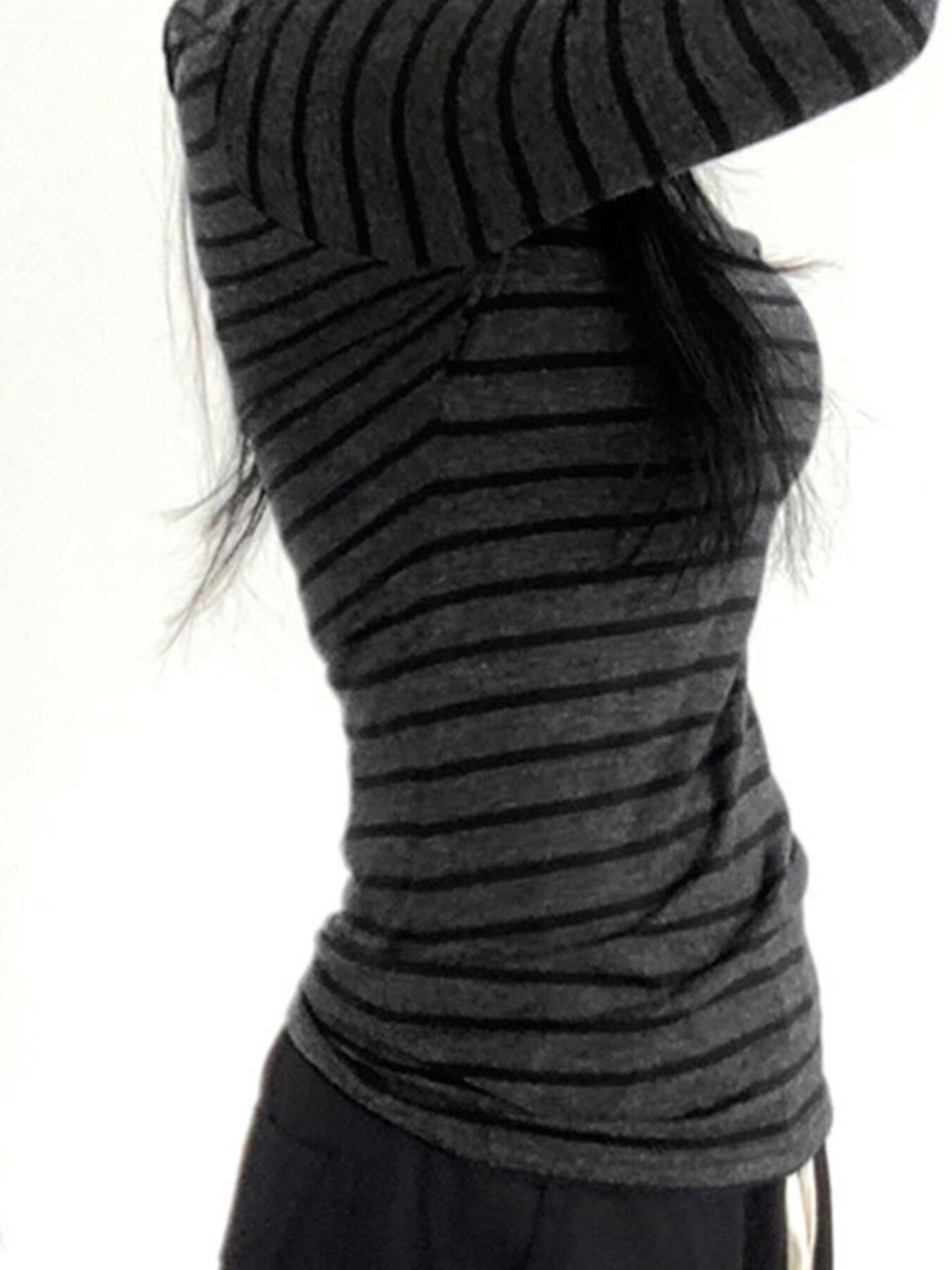 Striped Long Sleeve Boat Neck T Shirt