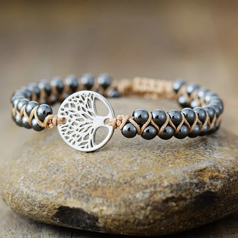 Alloy Braided Natural Stone Bracelet