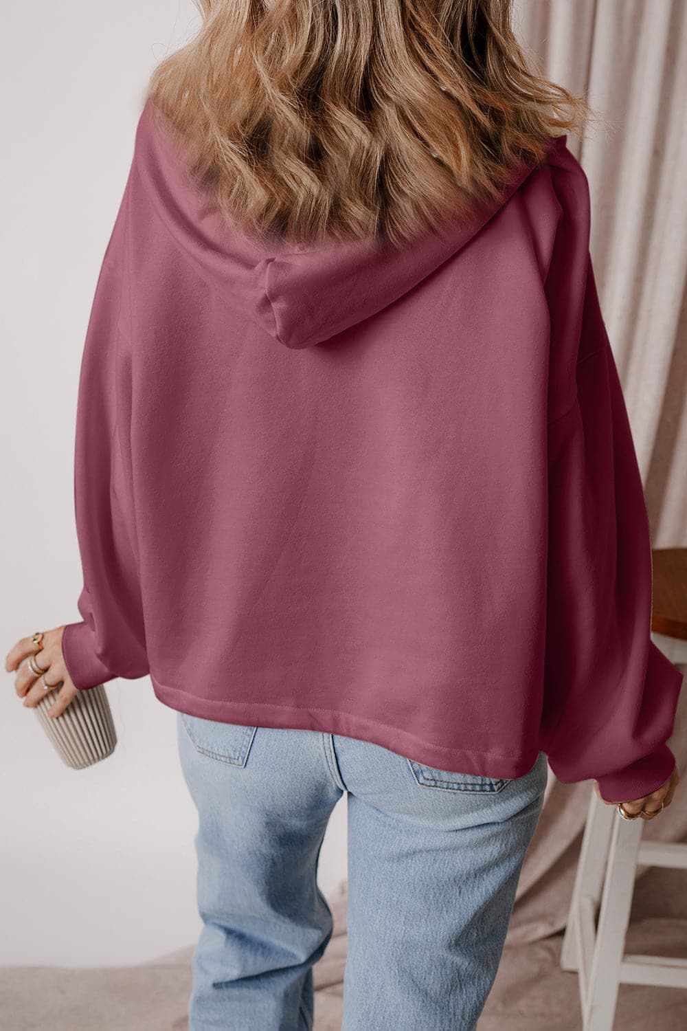 Jackets Trendsi Casual half zip hoodie with pockets