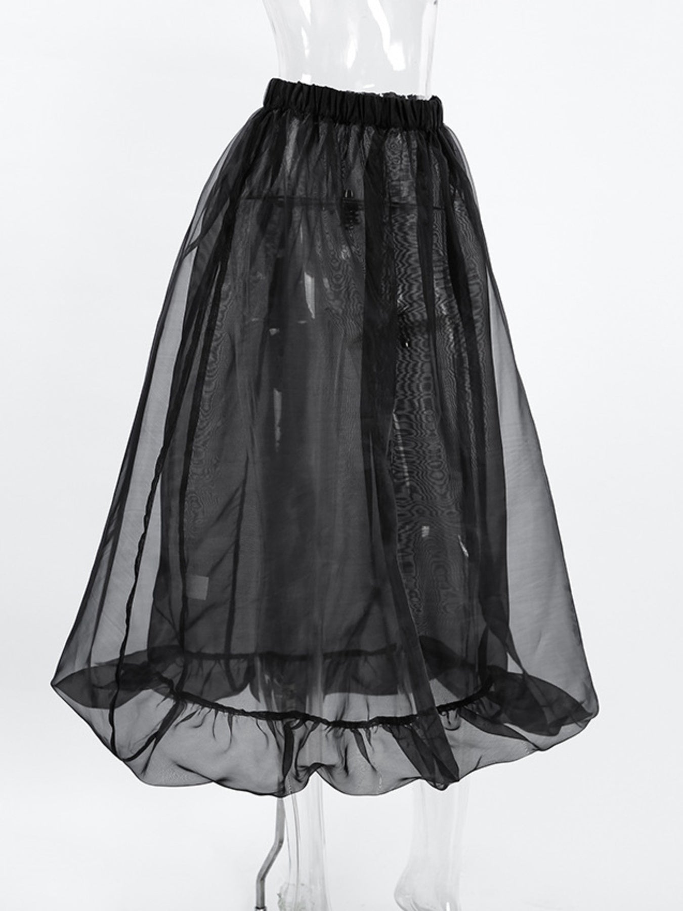 Sheer Flowy Elastic Waist Midi Skirt