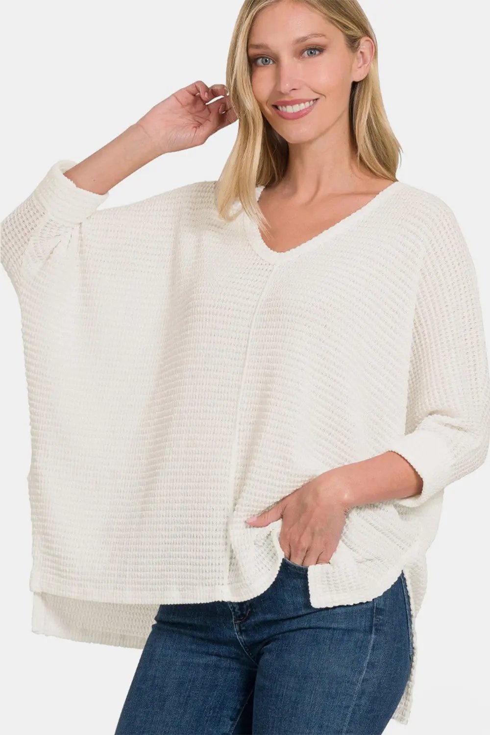 Sweaters Trendsi Knit Top Women's Casual High-Low Slit Zenana Top - Soft & USA Shipped