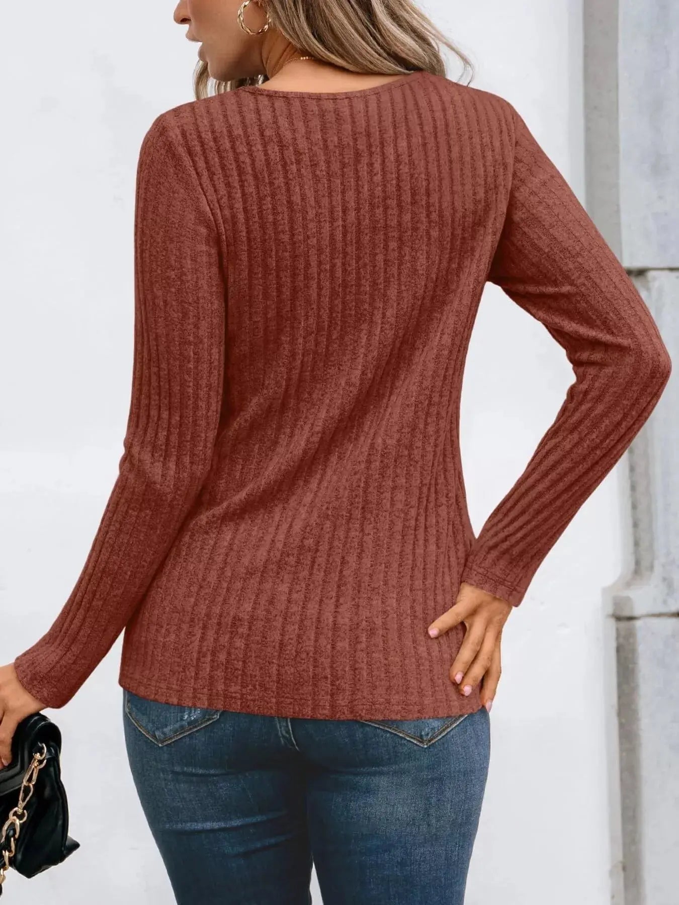 Ribbed Long Sleeve T Shirt