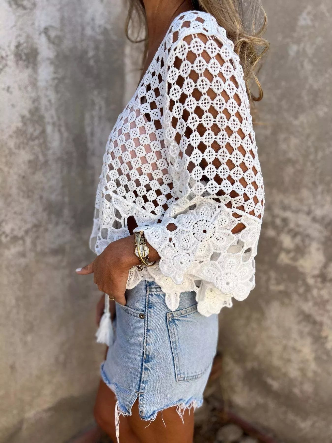 Tassel Crochet Knit Cover Up