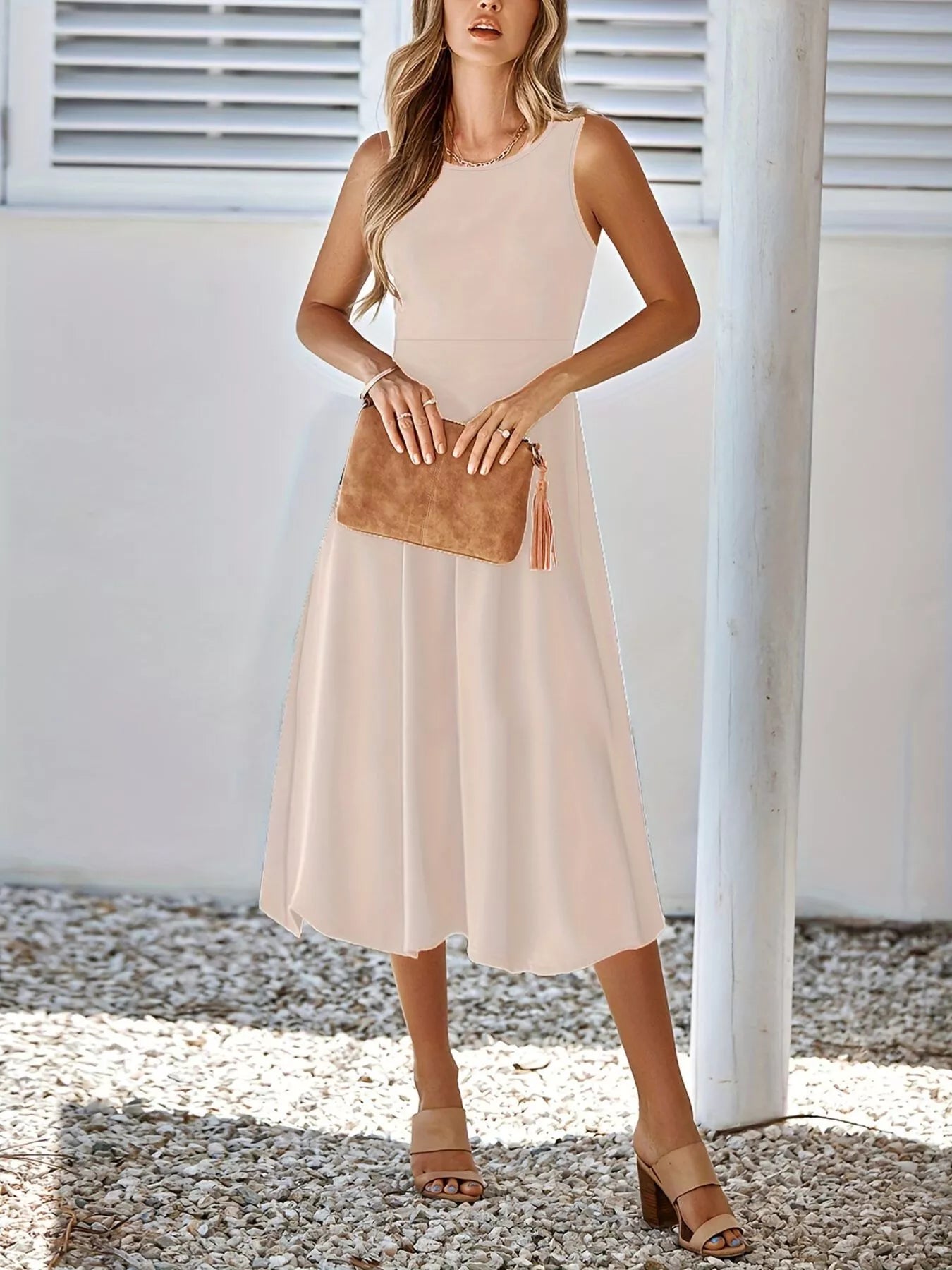 Sleeveless A Line Midi Dress
