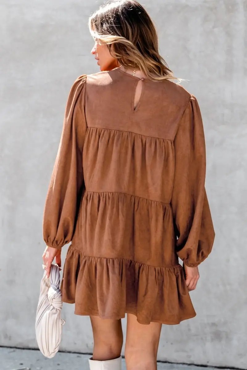 Crochet Mini Dress | Love Salve Chestnut