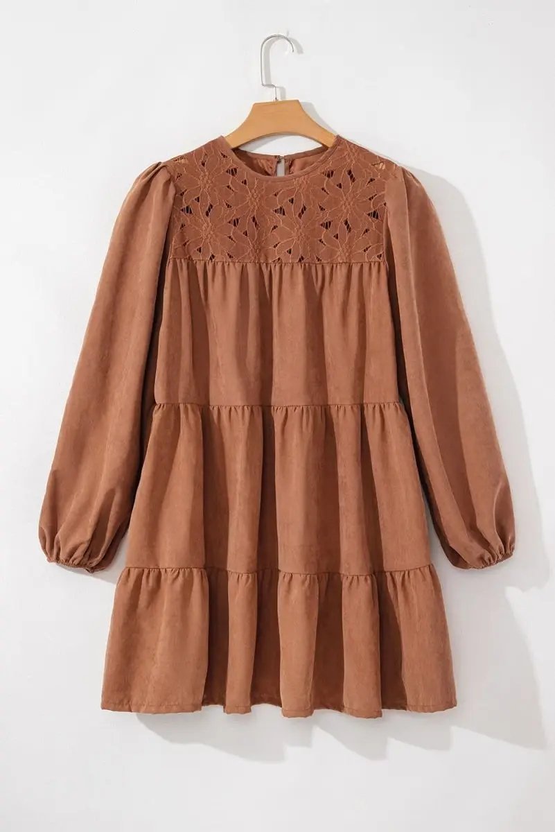 Crochet Mini Dress | Love Salve Chestnut