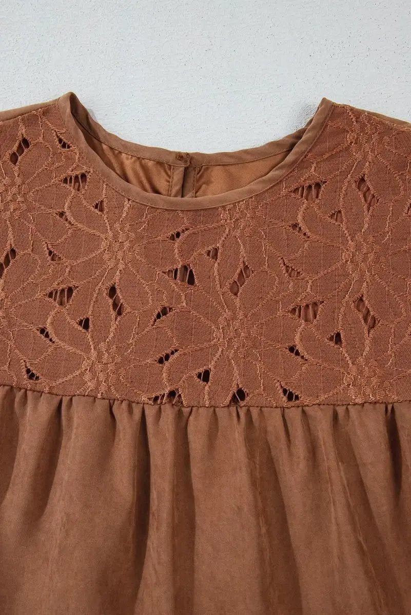 Crochet Mini Dress | Love Salve Chestnut