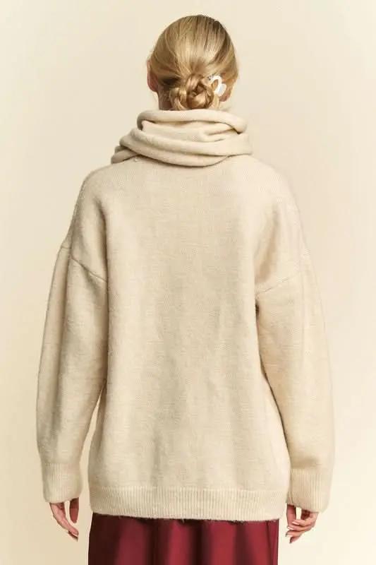 Women's Sweater Set V-Neck Sweater Set - Two-Piece with Scarf - Cozy Soft Knit