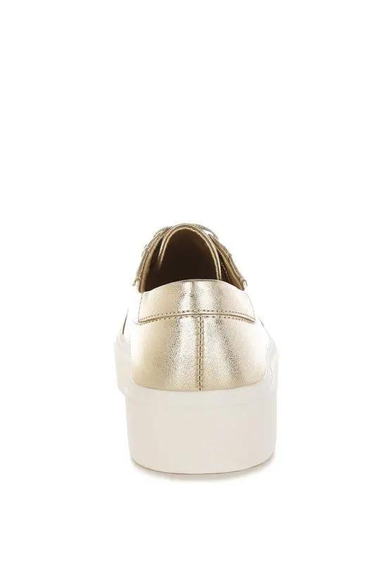 Chunky Sneakers - Comfortable & Durable - Metallic Pleather