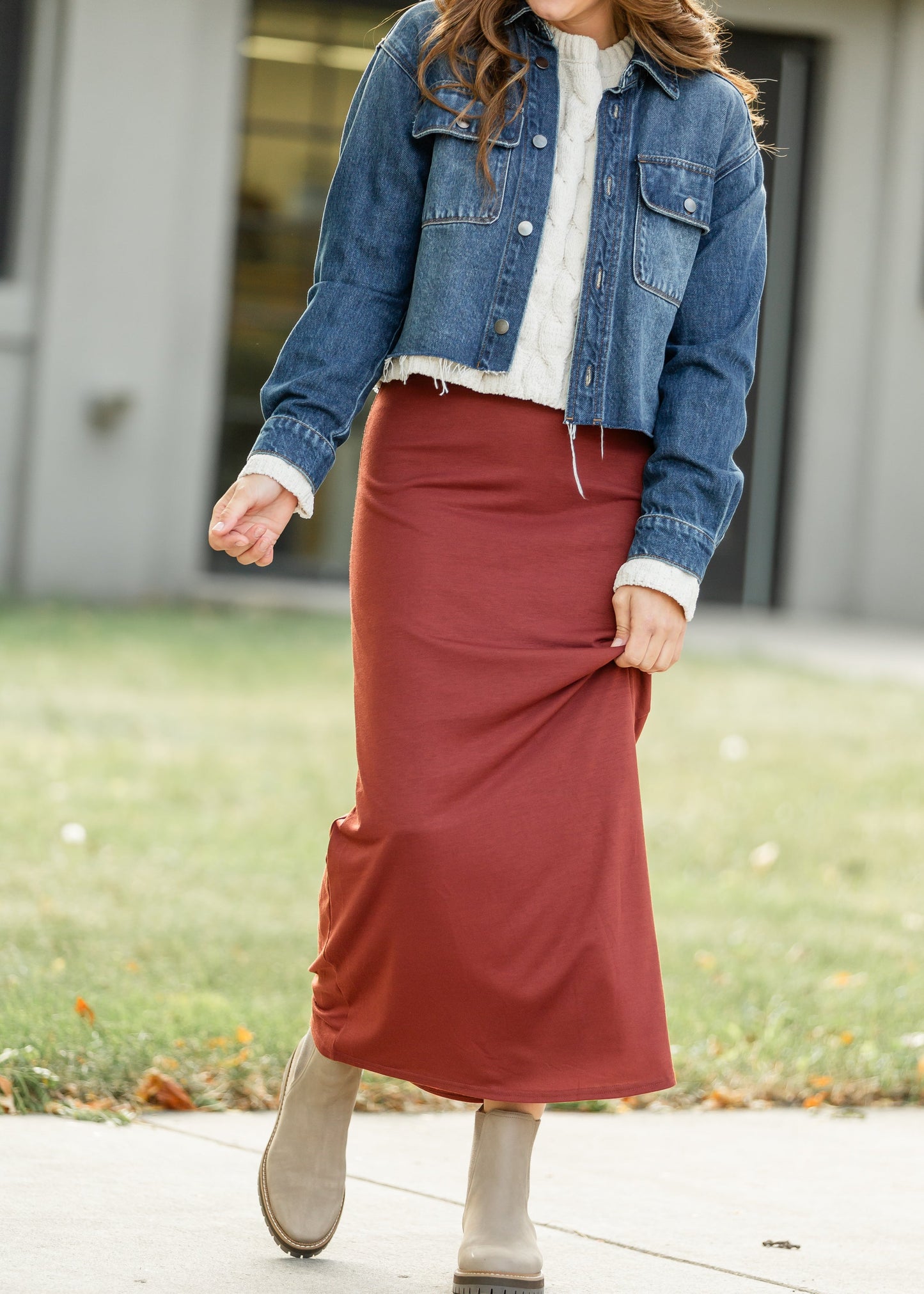 Clarise Rust Premium Knit Maxi Skirt - FINAL SALE
