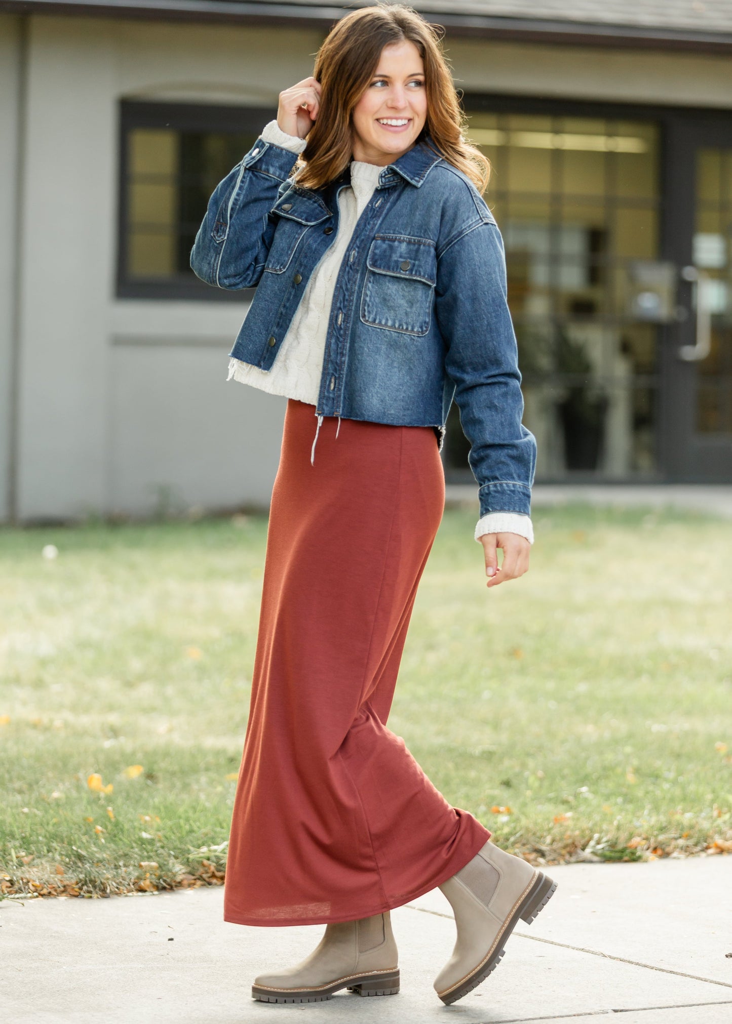 Clarise Rust Premium Knit Maxi Skirt - FINAL SALE