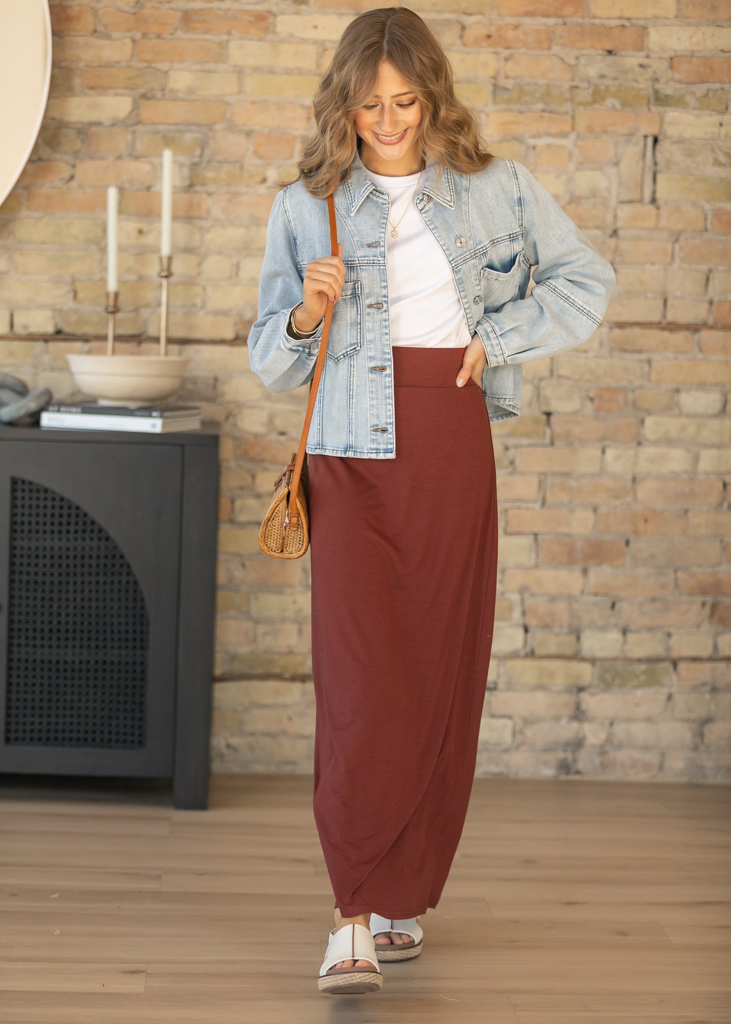 Clarise Rust Premium Knit Maxi Skirt - FINAL SALE