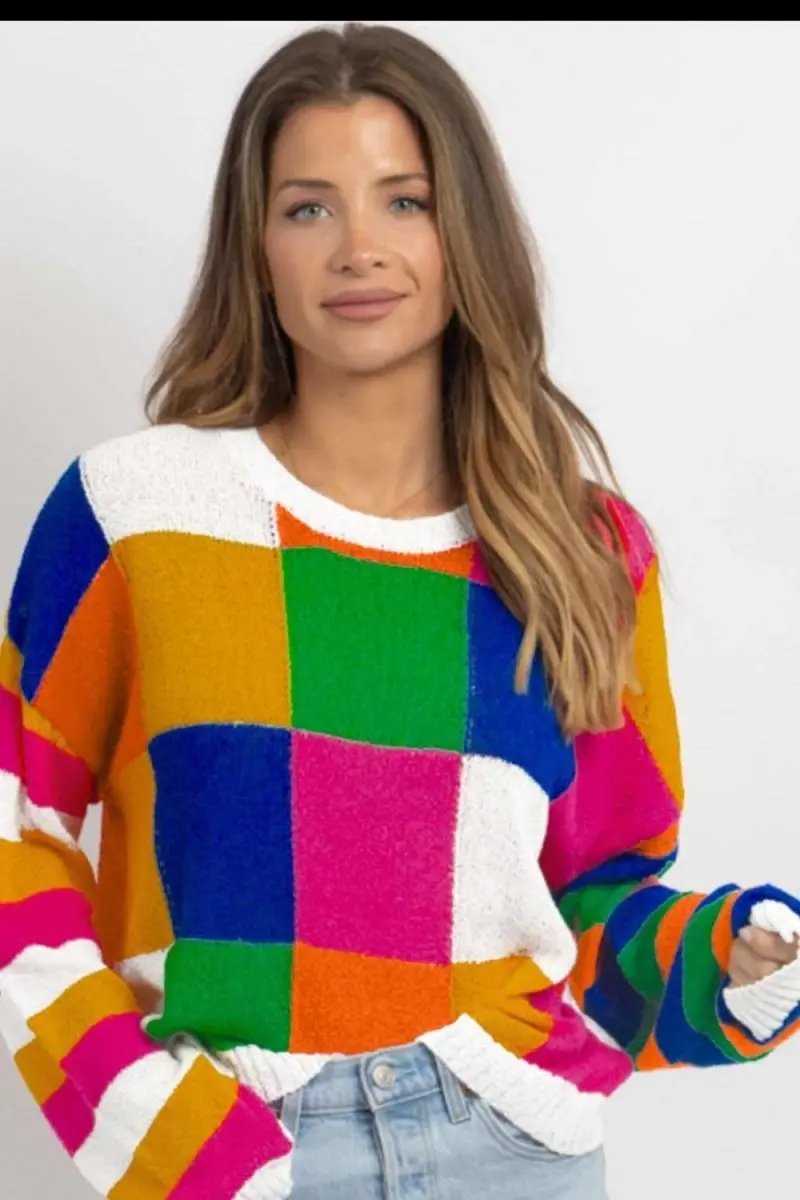 Trendsi Color Block Long Sleeve Sweater | Knit