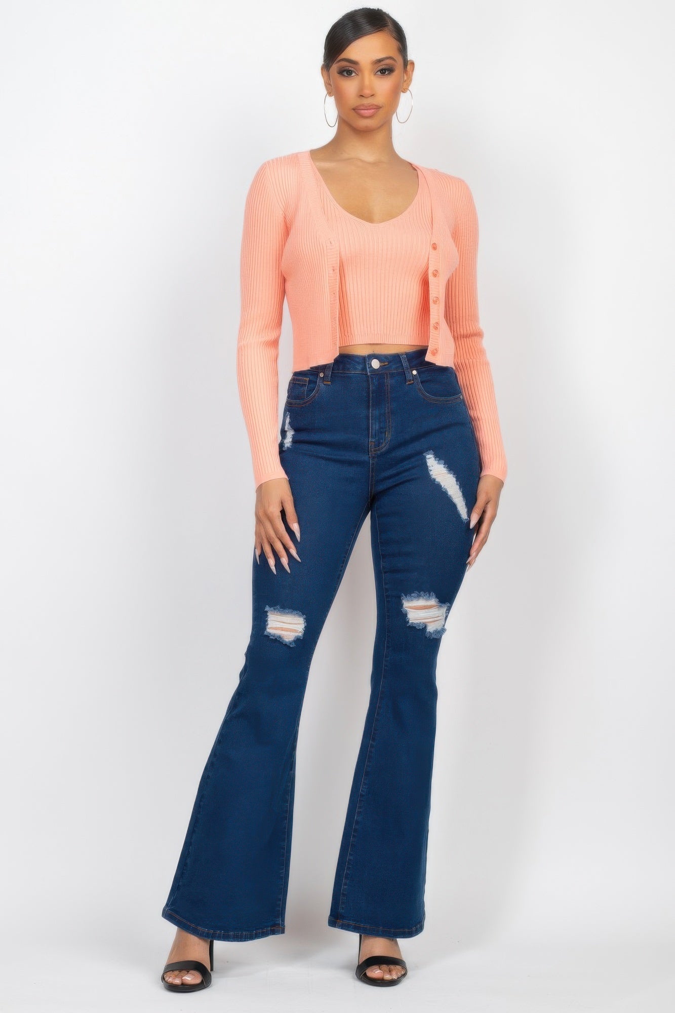 Crop Tank Top & Cardigan Sweater Set