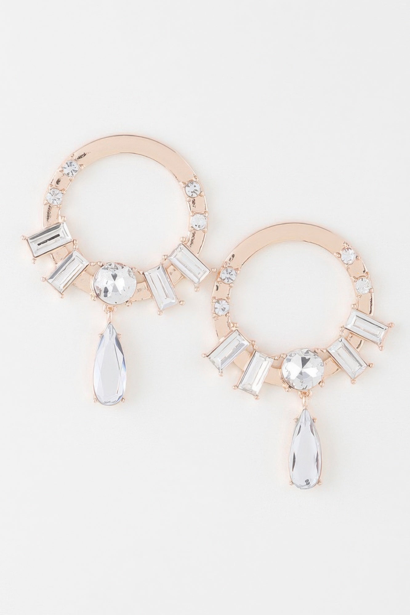 Crystal Jewel Rim Drop Earrings