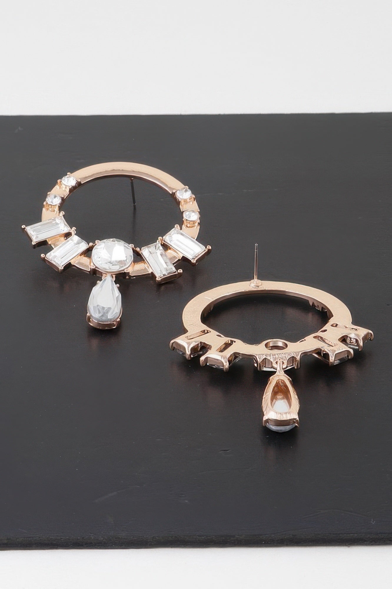 Crystal Jewel Rim Drop Earrings