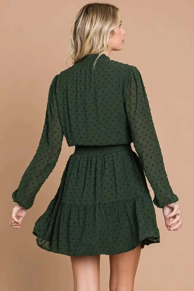 Dresses Trendsi Swiss Dot Mini Dress Women's Casual Smock Neck Pockets Cute