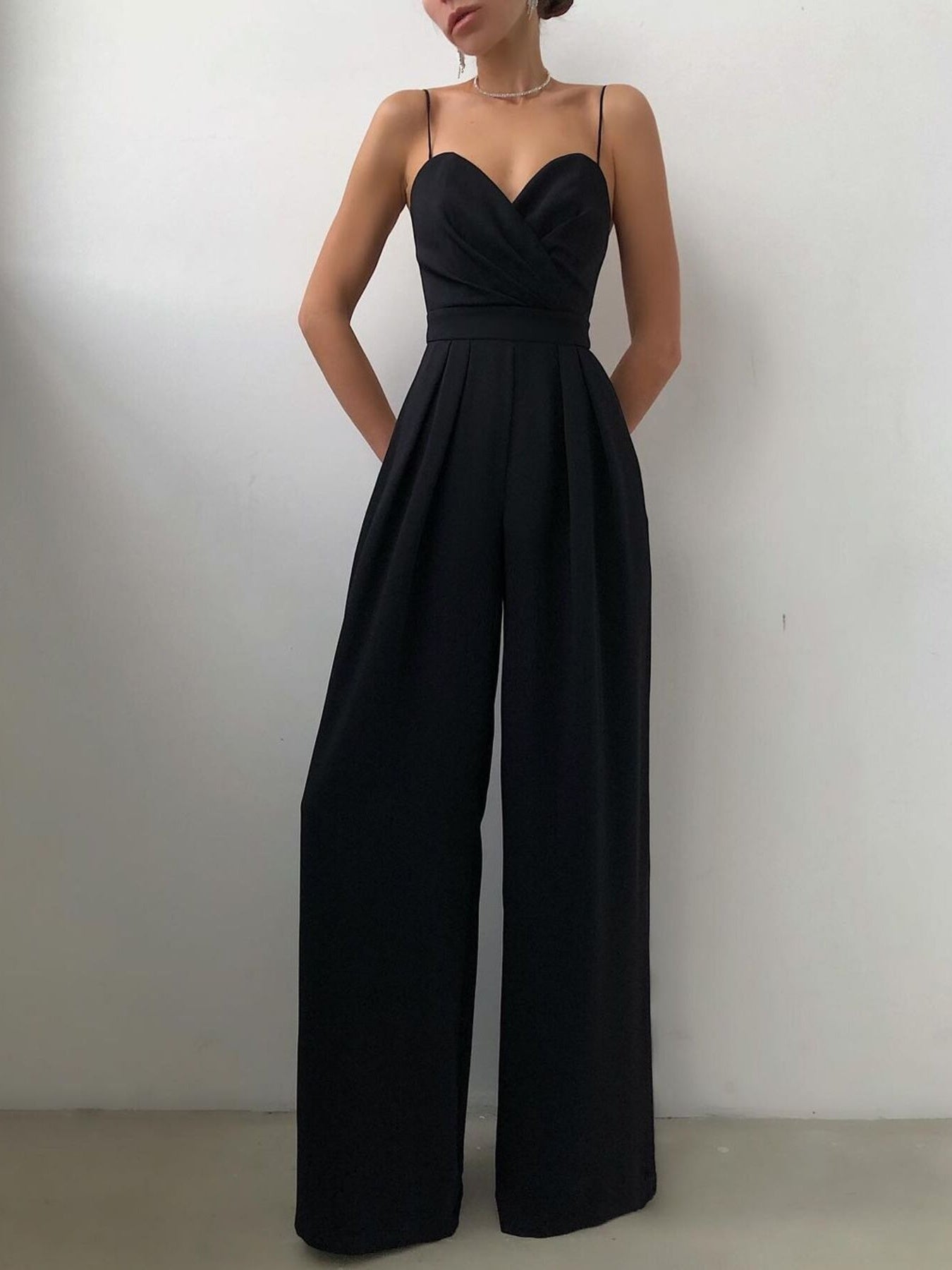 Full Size Spaghetti Strap Wide Leg Jumpsuit