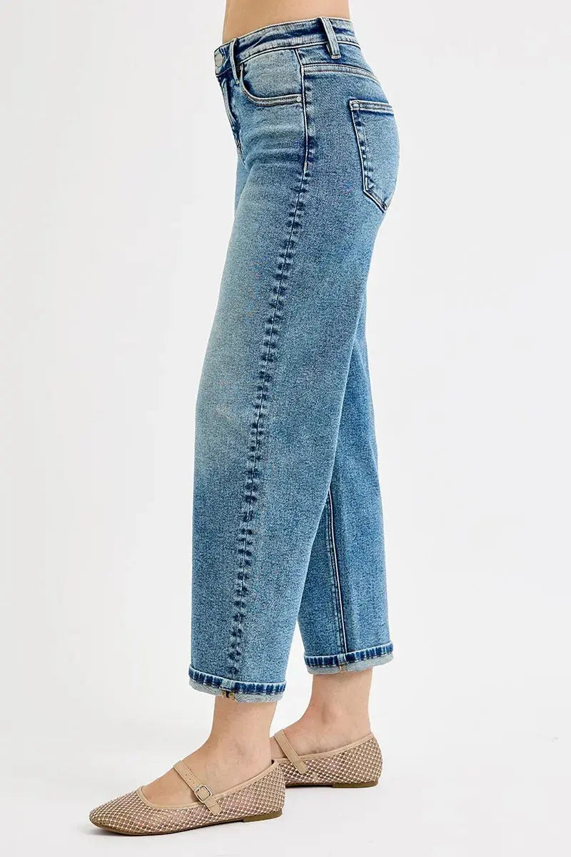 RISEN Jeans - Plus Size High Rise Crop Boyfriend Jeans