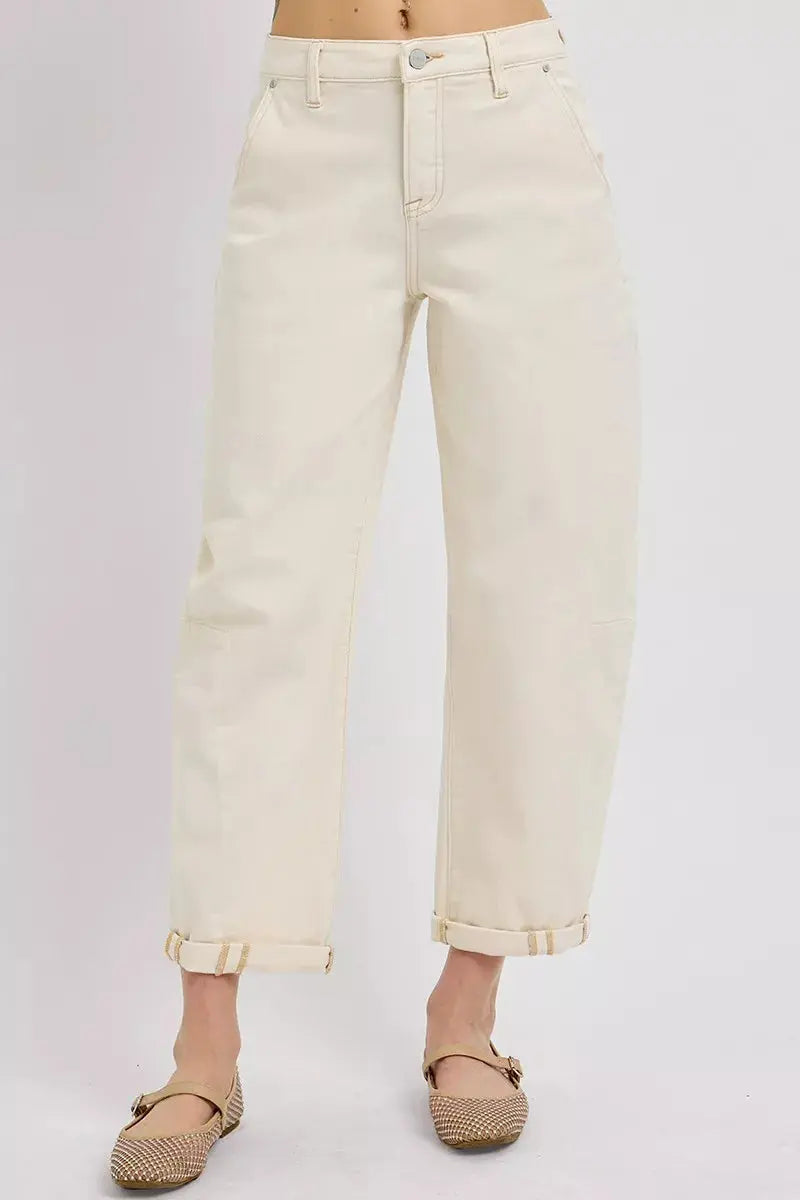 RISEN Jeans - High Rise Relaxed Barrel Cuffed Jeans