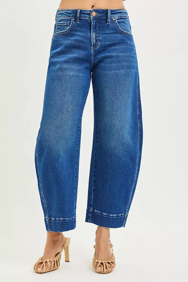 RISEN Jeans - Mid Rise Crop Barrel Jeans
