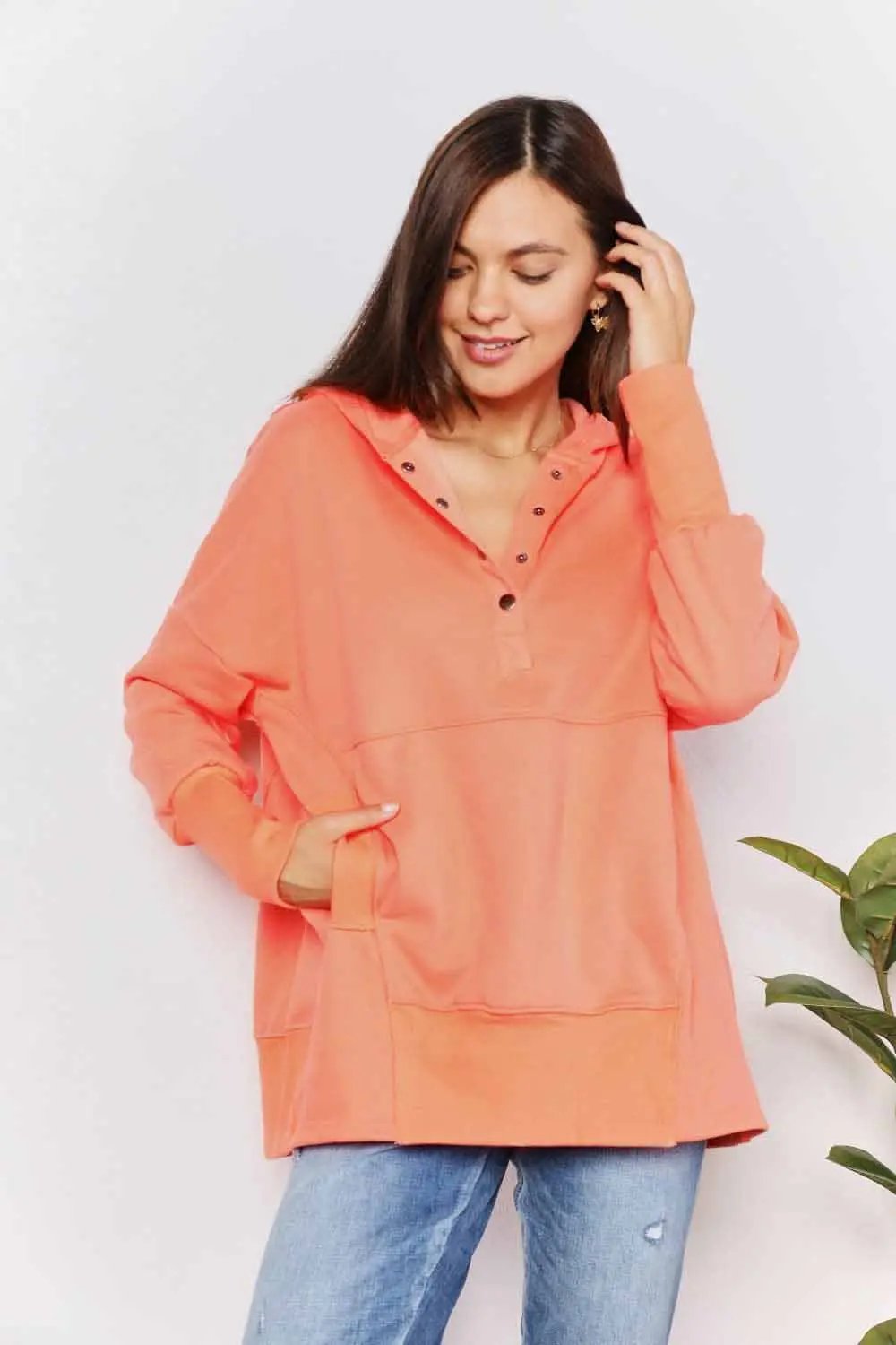 Jackets Trendsi Chic quarter-snap hoodie for women