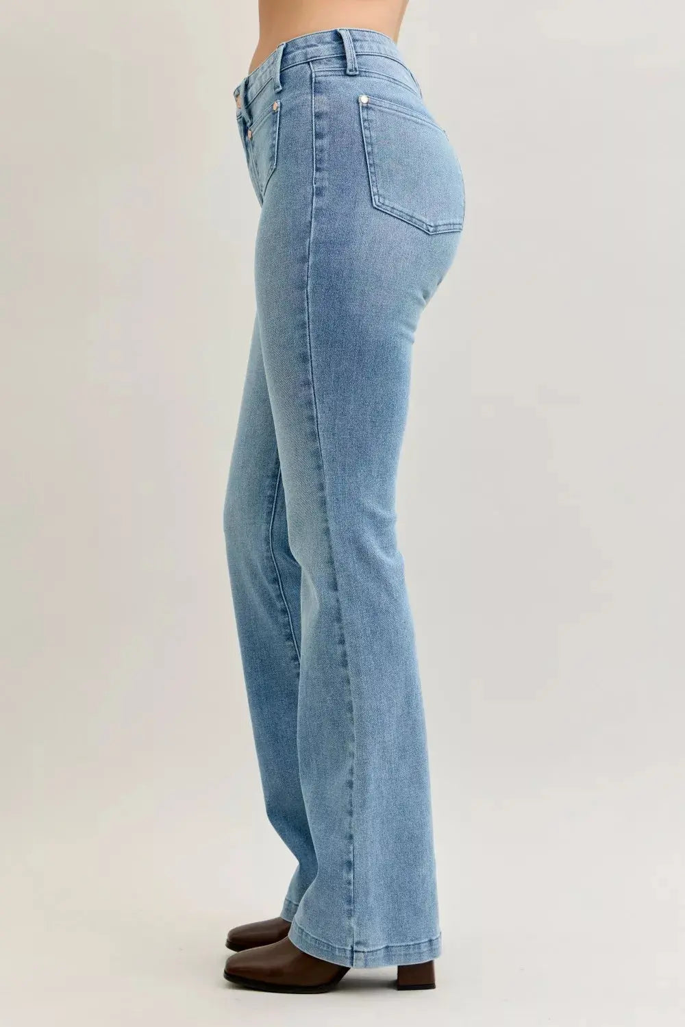 Judy Blue Jeans - Full Size Mid Rise Bootcut Jeans with Contrast Wash & Front Patch Pockets