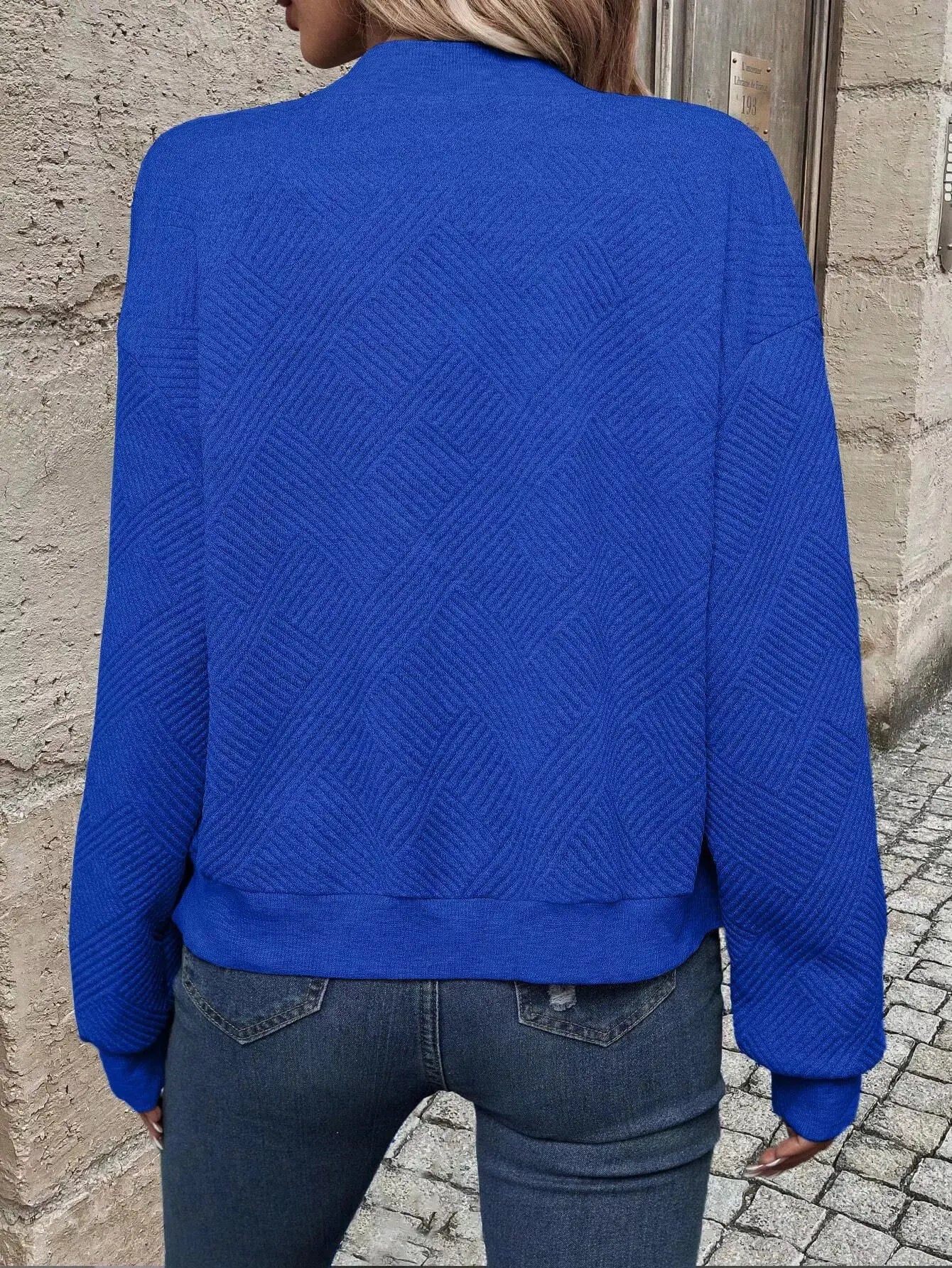 Texture Zip Up Bomber Jacket