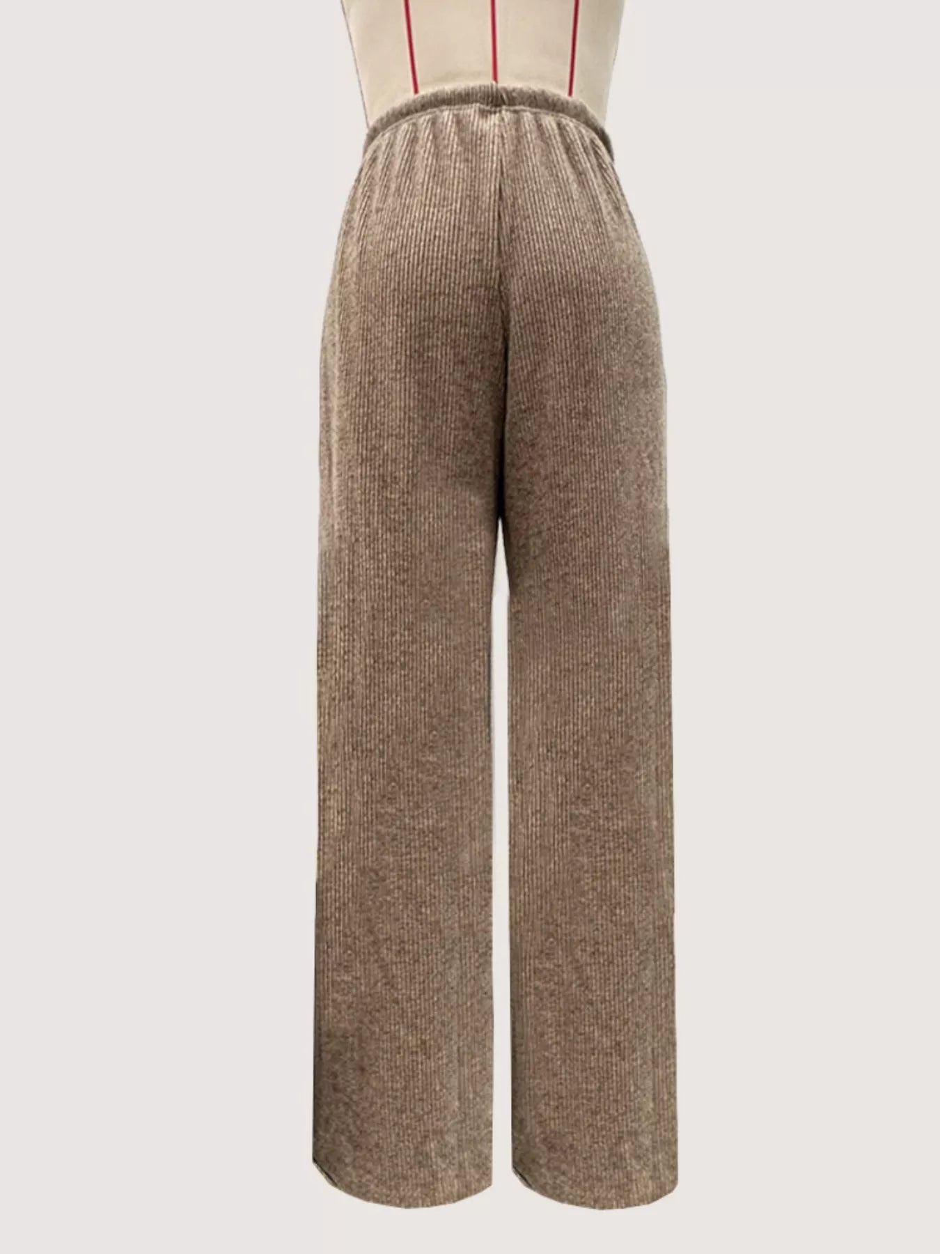 Ribbed Drawstring Wide Leg Pants