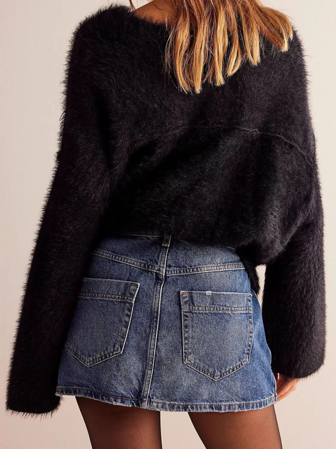 Asymmetrical Button Front Denim Skort