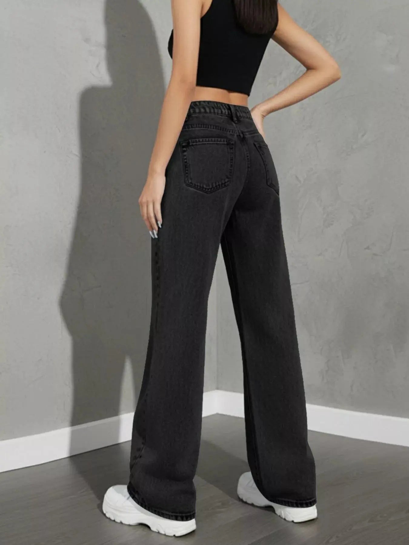 High Waist Wide Leg Denim Jeans